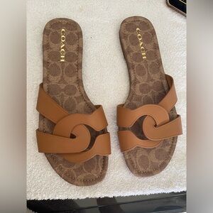 COACH Women’s Brown Slide Sandals